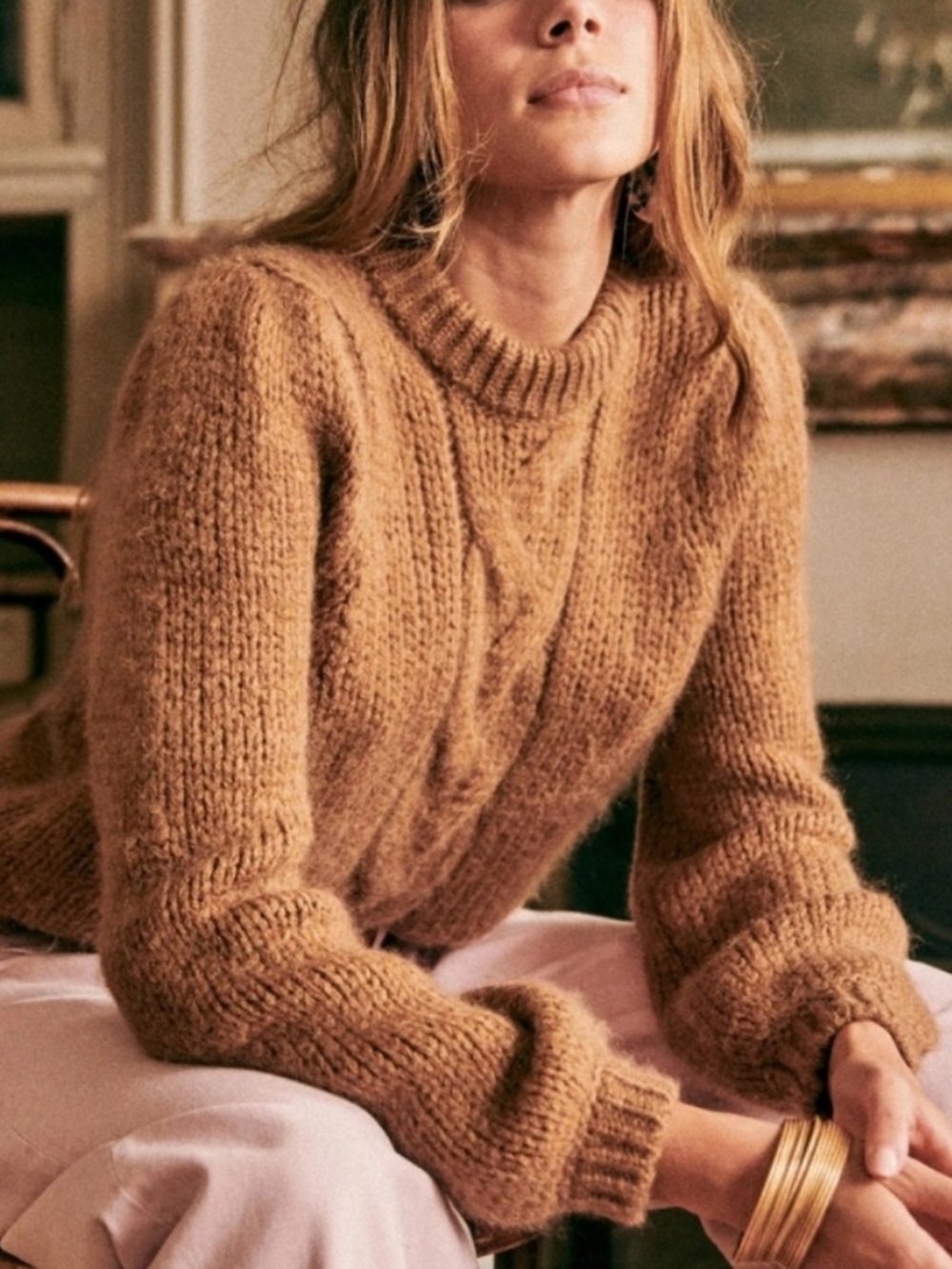 SEZANE Serena Jumper in Tan Size XS
